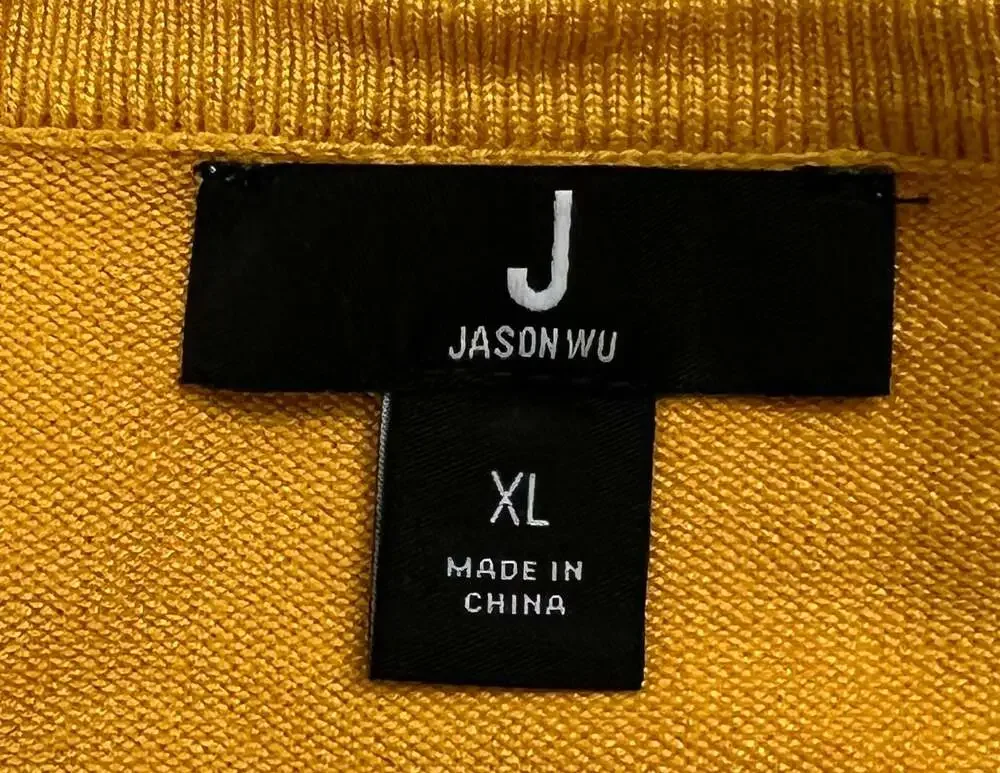 Jason Wu Women's Cropped Yellow Diamond Pattern Pointelle Knit Cardigan XL